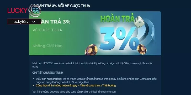 Khái quát chung thông tin về sự kiện hoàn trả 3% Lucky88